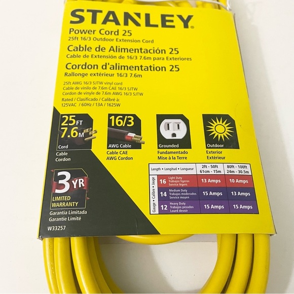 Stanley Power Cord 25 Foot Extension Cord - Picture 11 of 14